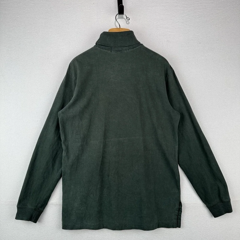 90's Vtg Polo Ralph Lauren Turtle Neck Shirt Men's L Green Soft *Distressed